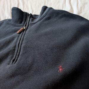 Polo Ralph Lauren Collared 1/4 Zip Pop Over Size XL Dark Navy Preppy Old Money